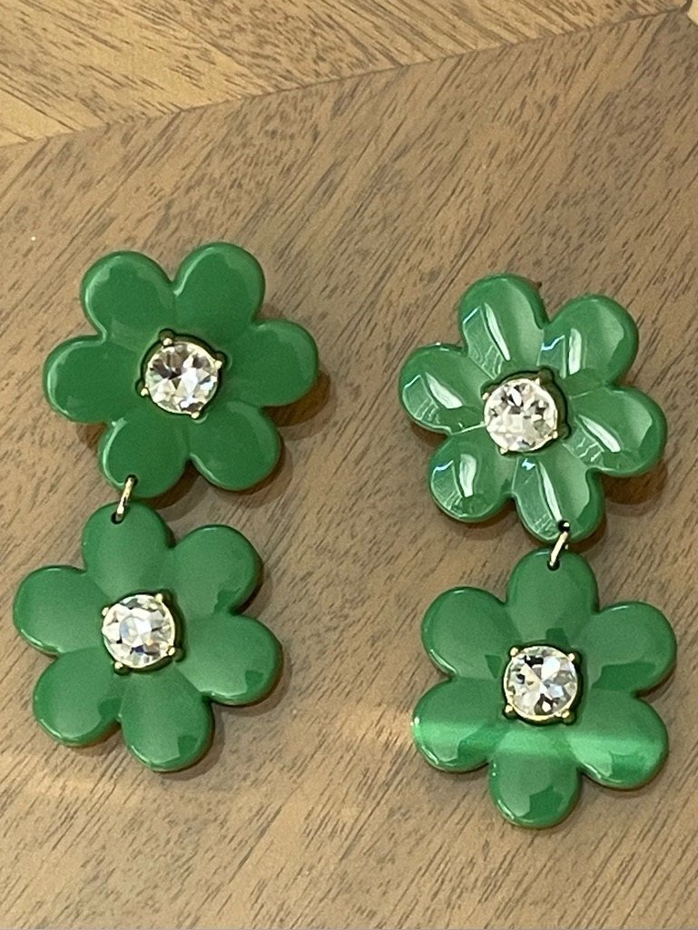 Nwob Kate Spade New York X Target Green Floral Linear Earrings Limited Edition.